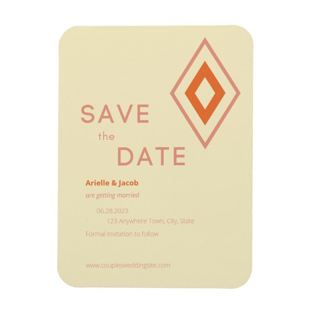Retro Cream & Burnt Orange Geometric Modern Magnet (Vertical)