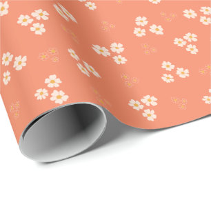 Retro Cream & Gold Daisy Flower Wrapping Paper