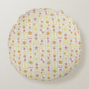 Retro Cream Patchwork Floral 16" Round Pillow