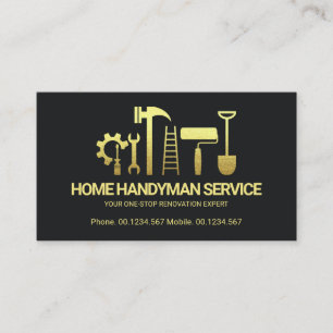 Retro Creative Gold Handyman Tools Motif Builder B Business Card