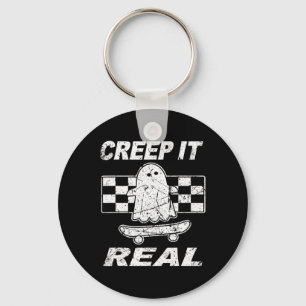 Retro Creep It Real Ghost Halloween Mens Kids Keychain