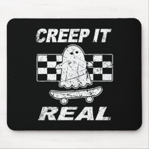 Retro Creep It Real Ghost Halloween Mens Kids  Mouse Pad