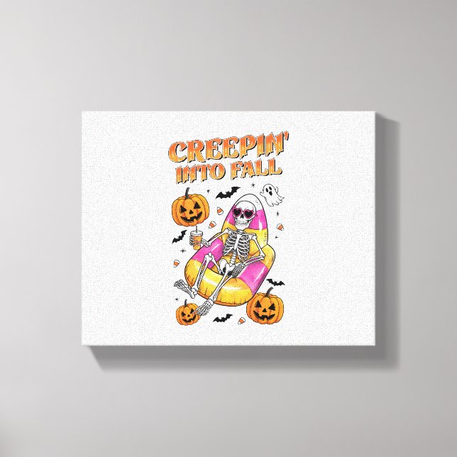 Retro Creepin into Fall Halloween Canvas Print (Front)