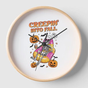 Retro Creepin into Fall Halloween Clock