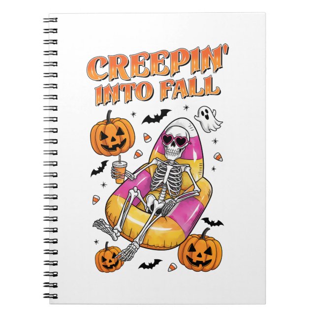 Retro Creepin into Fall Halloween Notebook (Front)