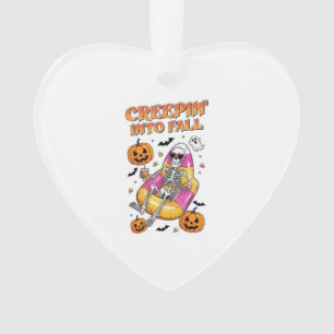 Retro Creepin into Fall Halloween Ornament