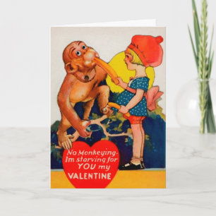 Retro Creepy Monkey Valentine's Day Card