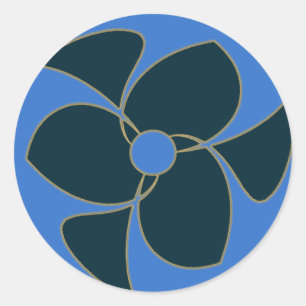 Retro Crescent Spiral Triquerta Teal Classic Round Sticker