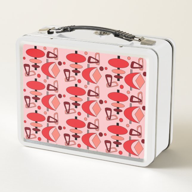 Retro Crescent Totem Shapes Metal Lunch Box (Back)