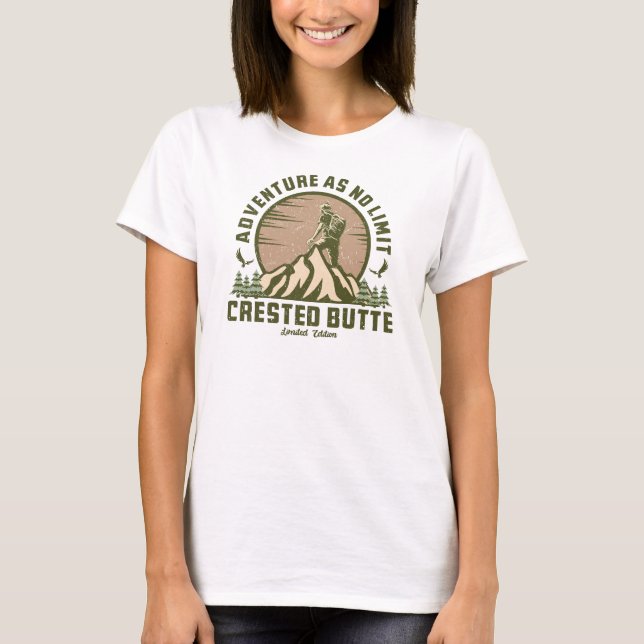 Retro Crested Butte Hike Sunset T-Shirt (Front)