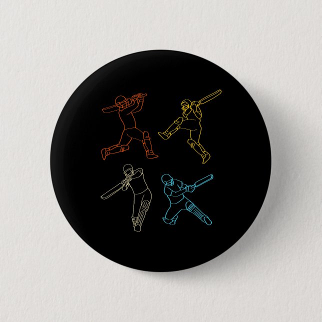 Retro Cricket Player Position Cricket Lovers  2 Inch Round Button (Front)