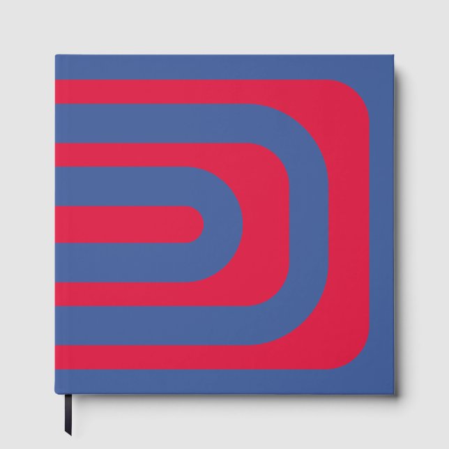 Retro Crimson & Blue Guest Book – Customizable (Front)