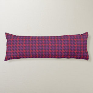 Retro crimson red purple houndstooth plaid pattern body pillow
