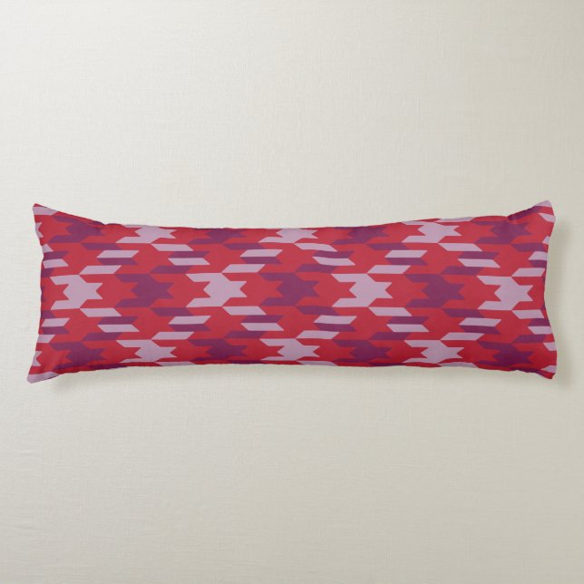 Retro crimson red purple houndstooth plaid pattern body pillow (Front)