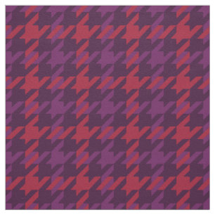 Retro crimson red purple houndstooth plaid pattern fabric
