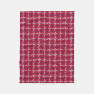 Retro crimson red purple houndstooth plaid pattern fleece blanket