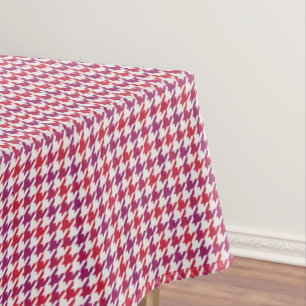 Retro crimson red purple houndstooth plaid pattern tablecloth