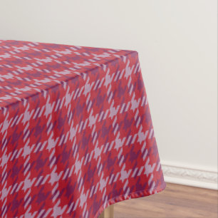 Retro crimson red purple houndstooth plaid pattern tablecloth