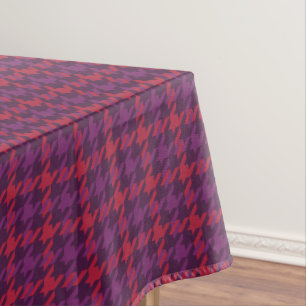 Retro crimson red purple houndstooth plaid pattern tablecloth
