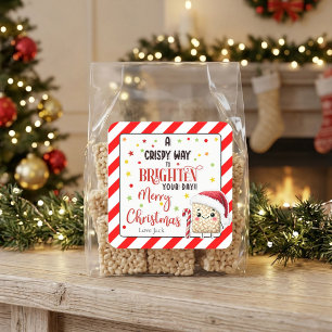 Retro Crispy Rice Christmas Brighten Your Day Square Sticker