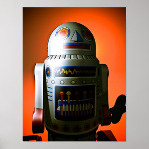 Retro Cropped Toy Robot 02 Poster