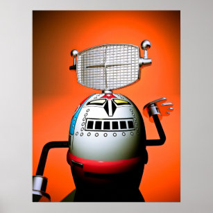 Retro Cropped Toy Robot 03 Poster