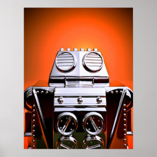 Retro Cropped Toy Robot 04 Poster