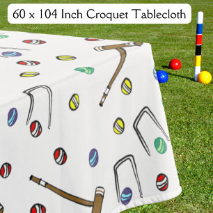 Retro Croquet Garden Party Cute Colourful Picnic Tablecloth