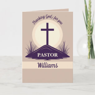 Retro Cross on Hill Pastor Appreciation Card