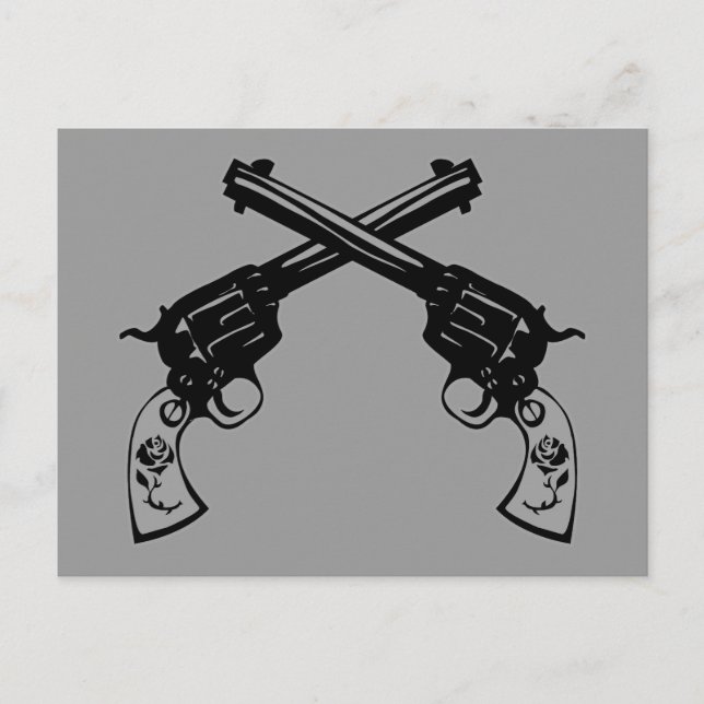 Retro Crossed Pistols Postcard (Front)