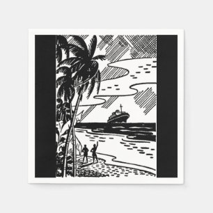 Retro Cruise Ship Paper Napkin