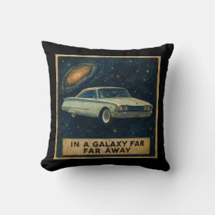 Retro Cruiser in Deep Space Throw Pillow