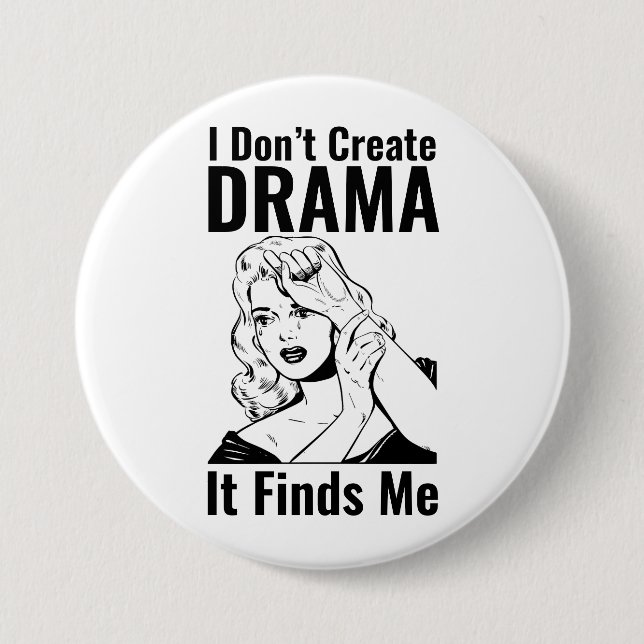 Retro Crying Woman Drama Button (Front)