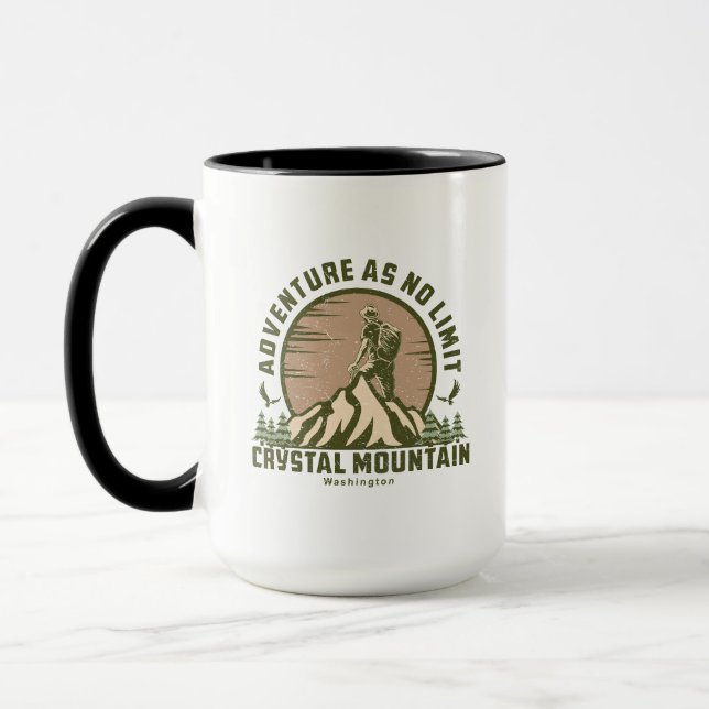 Retro Crystal Mountain Hike Sunset T-Shirt Mug (Left)