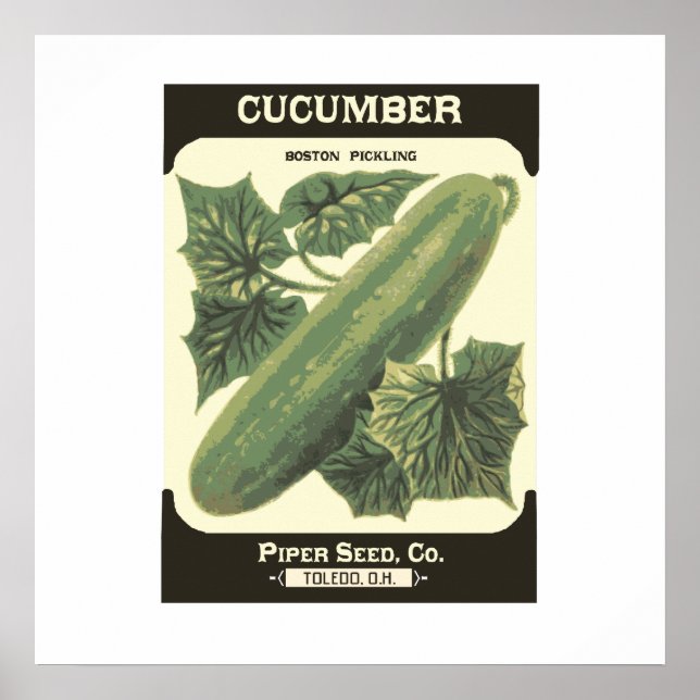 Retro Cucumber Seed Packet Poster Print (Front)