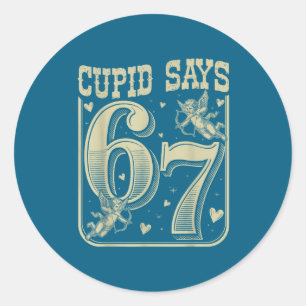 Retro Cud Says 67 Funny 67 Valentine Couple Matchi Classic Round Sticker