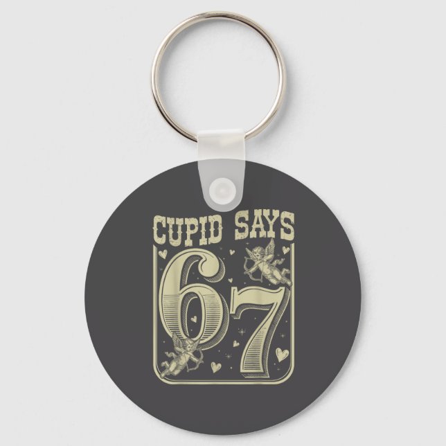 Retro Cud Says 67 Funny 67 Valentine Couple Matchi Keychain (Front)