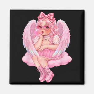 Retro Cud Valentine Day Cute Vintage Cud Blowing B Magnet