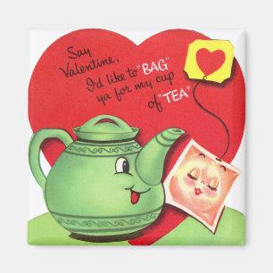 Retro Cup of Tea Valentine Magnet