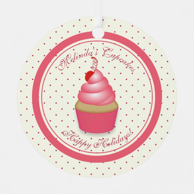 Retro Cupcake Christmas Ornament (Front)