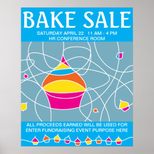 rétro CUPCAKE formes bake sale poster