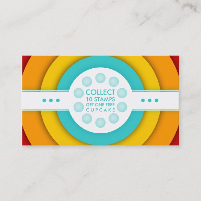 retro CUPCAKE loyalty stamp card (Front)