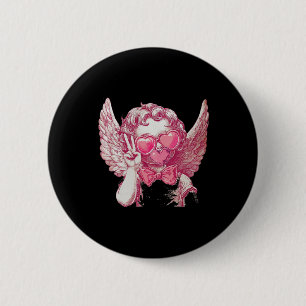 Retro Cupid Valentine Blowing Bubble Bow Vintage C 2 Inch Round Button