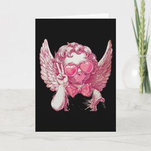 Retro Cupid Valentine Blowing Bubble Bow Vintage C Card
