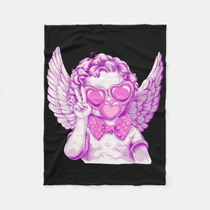 Retro Cupid Valentine Day Cute Retro Cupid Blowing Fleece Blanket