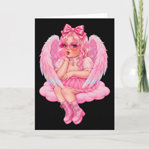 Retro Cupid Valentine Day Cute Vintage Cupid Blowi Card