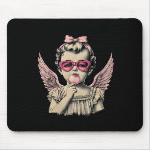 Retro Cupid Valentine Day Cute Vintage Cupid Blowi Mouse Pad