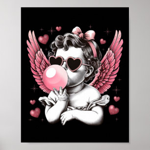 Retro Cupid Valentine Day Cute Vintage Cupid Blowi Poster