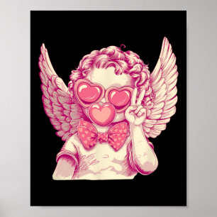 Retro Cupid Valentine Day Cute Vintage Cupid Blowi Poster