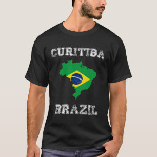 Retro Curitiba Brazil Distressed Brazil Flag T-Shirt